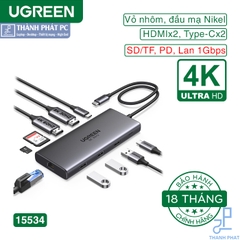 Hub Type-C 10 in 1 Thunderbolt HDMI/USB/LAN/SD/TF/PD Ugreen 15534