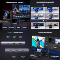 Hub Type-C 6 in 1 ra HDMI USB3.0 PD 100W Ugreen 15852