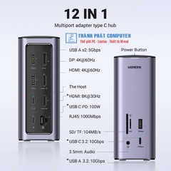 Hub 12 in 1 HDMI/DP/Gigabit Lan/USB/AUX/SD/TF/PD Ugreen 90325