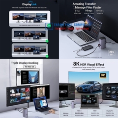 Hub 12 in 1 HDMI/DP/Gigabit Lan/USB/AUX/SD/TF/PD Ugreen 90325