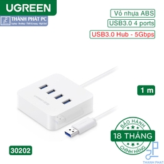 Bộ chia USB 3.0 4 cổng hỗ trợ cấp nguồn Type-C dài 1m Ugreen 30202