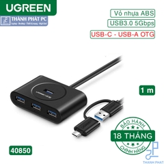 Bộ chia USB Type-C ra 4 cổng USB 3.0 dài 1m Ugreen 40850