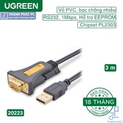 Cáp USB to Com dài 3m Ugreen 20223