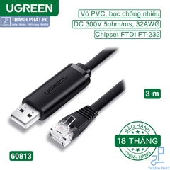 Cáp lập trình Console USB to RJ45 FTDI dài 3m Ugreen 60813
