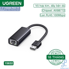 Cáp USB 2.0 to Lan 10/100Mbps vỏ hợp kim Ugreen 15632
