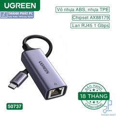 Cáp Usb Type-C to Lan 10/100/1000Mbps Ugreen 50737