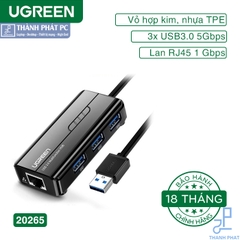 Hub USB 3.0 tich hợp cổng Mạng Gigabit 10/100 / 1000Mbps Ugreen 20265