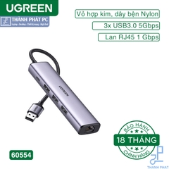 Hub 5 in 1 USB ra Lan 1000Mbps 3 Cổng USB 3.0 Ugreen 60554