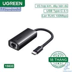 Cáp Type-C 3.1 to Lan 10/100Mbps vỏ nhôm bọc dù Ugreen 15633