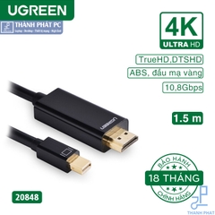 Cáp Mini DisplayPort (Thunderbolt) to HDMI dài 1.5m 4K Ugreen 20848