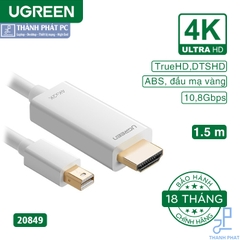 Cáp Mini DisplayPort (Thunderbolt) to HDMI dài 1.5m 4K Ugreen 20849