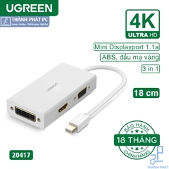 Cáp chuyển đổi Mini displayport to HDMI/ VGA/ DVI 4K Ugreen 20417