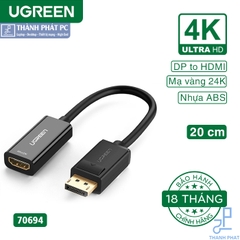 Cáp chuyển đổi Displayport to HDMI 4K60Hz Ugreen 70694