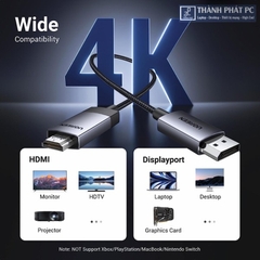 Cáp chuyển đổi Displayport to HDMI dài 2m 4K60Hz Ugreen 15774