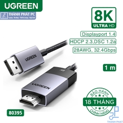 Cáp chuyển đổi Displayport v1.4 to HDMI dài 1m 8K Ugreen 80395