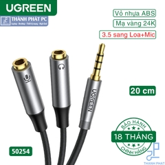 Cáp tách Audio 3.5mm ra 2 đầu 3.5mm Loa và Mic Ugreen 50254