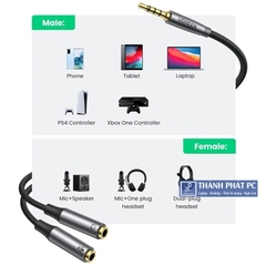 Cáp tách Audio 3.5mm ra 2 đầu 3.5mm Loa và Mic Ugreen 50254