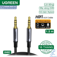Cáp AUX 3.5mm 2 đầu TRRS 4 cực có mic dài 1.5m Ugreen 20497