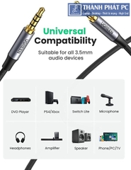 Cáp AUX 3.5mm 2 đầu TRRS 4 cực có mic dài 0,5m Ugreen 90591