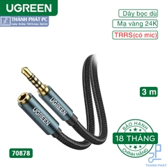 Cáp nối dài AUX 3.5mm có Mic dài 3m Ugreen 70878