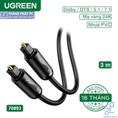 Cáp quang âm thanh Digital Optical Audio Toslink dài 3m Ugreen 70893