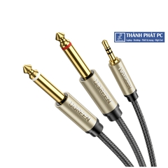 Cáp Audio 3.5mm sang 2 đầu 6.5mm dài 2m Ugreen 10615