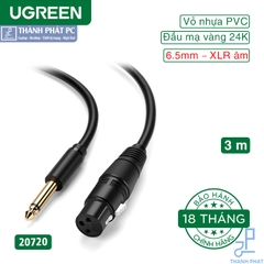 Cáp chuyển đổi từ 6.5mm sang AV Cannon (XLR) âm dài 3m Ugreen 20720