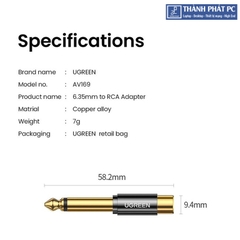 Đầu chuyển đổi âm thanh 6.35mm sang RCA Mono Ugreen 80731