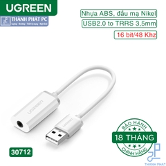 Card sound USB 2.0 to 3.5mm Mic & Loa Ugreen 30712