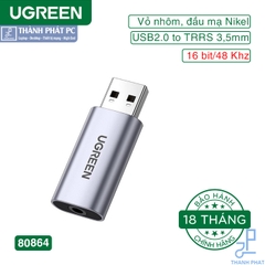 Card sound USB 2.0 to 3.5mm TRRS Mic & Loa Ugreen 80864