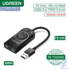 Card Sound USB 2.0 có điều khiển volume Mic&Loa Ugreen 40964
