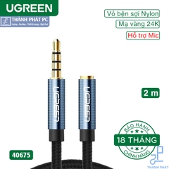 Cáp nối dài âm thanh AUX 3.5mm có Mic dài 2m Ugreen 40675