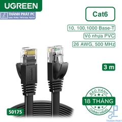 Cáp mạng đúc sẵn Cat6 dẹt dài 3m Ugreen 50175