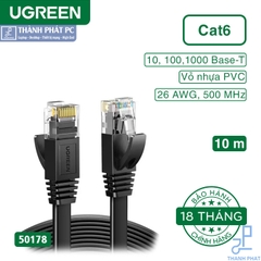 Cáp mạng đúc sẵn Cat6 dẹt dài 10m Ugreen 50178
