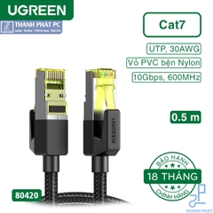 Cáp mạng Cat7 vỏ bọc Nylon 10Gbps dài 0,5m Ugreen 80420
