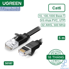 Cáp mạng đúc sẵn Cat6 UTP dẹt dài 5m 32AWG Ugreen 50187