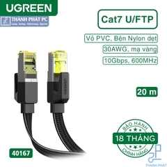 Cáp mạng Cat7 U/FTP đúc sẵn dẹt dài 20m Ugreen 40167