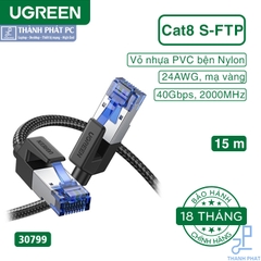 Cáp mạng Cat8 đúc sẵn bọc dù dài 15m Ugreen 30799