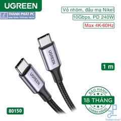 Cáp Type-C 3.2 Gen2 Thunderbolt dài 1m Ugreen 80150