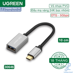 Cáp OTG USB Type-C vỏ nhôm dài 10cm Ugreen 30646