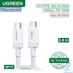 Cáp Type-C USB4 GEN3 Thunderbolt dài 0.8m Ugreen 40113