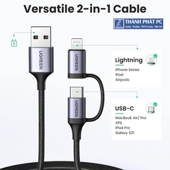 Cáp USB A sang Lightning+Type-C 3A dài 1m Ugreen 50792