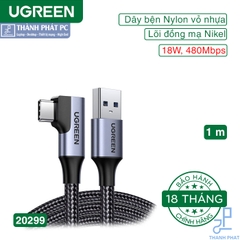 Cáp USB-A 3.0 to USB Type-C bẻ góc 90 dài 1m Ugreen 20299