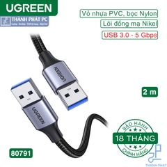 Cáp USB 3.0 Type-A hai đầu dương dài 2m Ugreen 80791