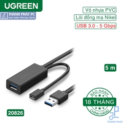 Cáp USB 3.0 nối dài 5m hỗ trợ nguồn Micro USB Ugreen 20826
