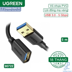 Cáp USB 3.0 nối dài 5m âm dương Ugreen 90722