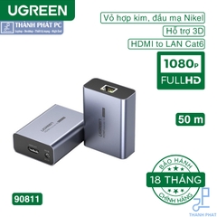 Thiết bị kéo dài tín hiệu HDMI 50m qua cáp Lan Cat6 Ugreen 90811
