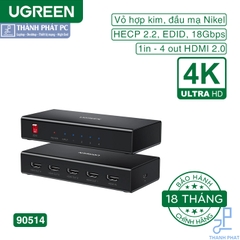 Bộ chia HDMI 2.0 từ 1 ra 4 cổng 4K60Hz Ugreen 90514