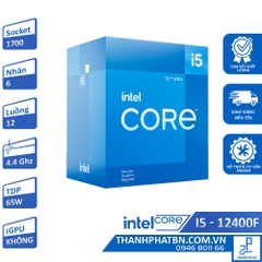 Bộ vi xử lý Intel Core i5 12400F| 2.5GHz Turbo 4.4GHz| 6 Nhân 12 Luồng| 18MB Cache| Socket LGA 1700
