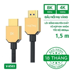 Cáp HDMI 2.1 VegGieg 4K144Hz/8K60Hz V-H503 (dài 1,5m - 5m)